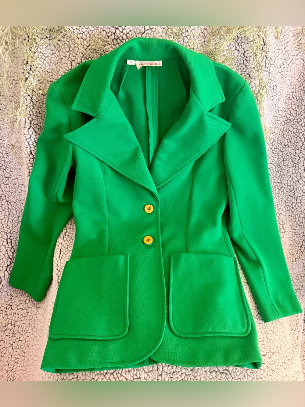 Vintage Green Women's Tailored Blazer Jacket - Classic Single-Breasted Style